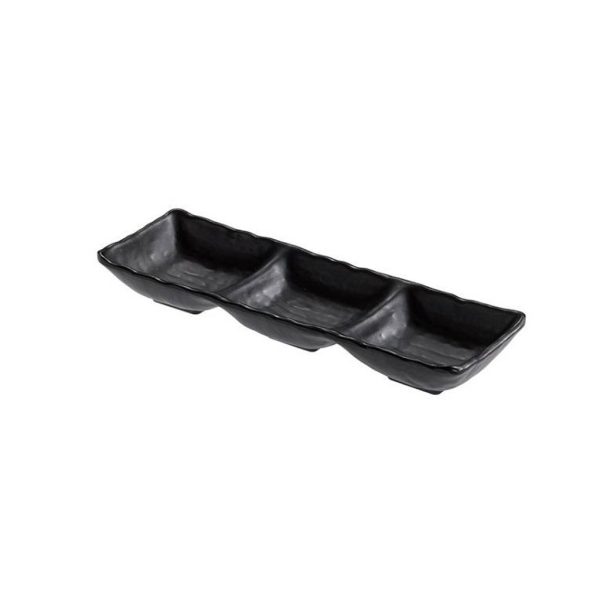 PIATTO 3 SCOMPARTI cm.27x9 H.3,5 MELAMINA NERO