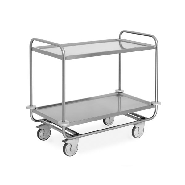 CARRELLO 2/PIANI RINFORZATO CM.109X59X95H KG.200 INOX