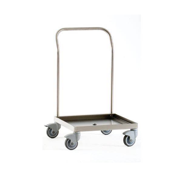 CARRELLO PORTA CESTE C/MANIGLIA CM.50X50 INOX