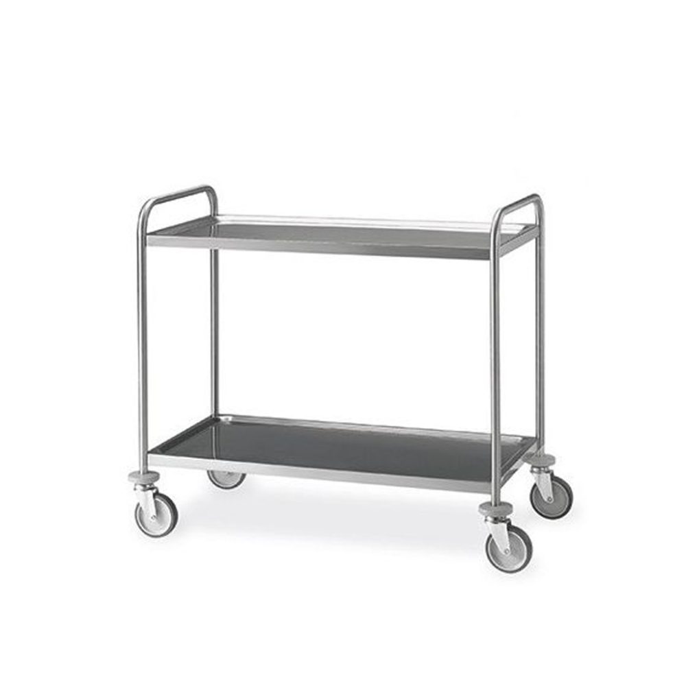 CARRELLO 2/PIANI STAMPATO C/RINFORZO CM.89x59x95 KG.220 INOX