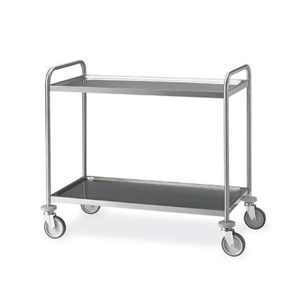 CARRELLO 2/PIANI RINFORZATO CM.109x69x96 KG.220 INOX