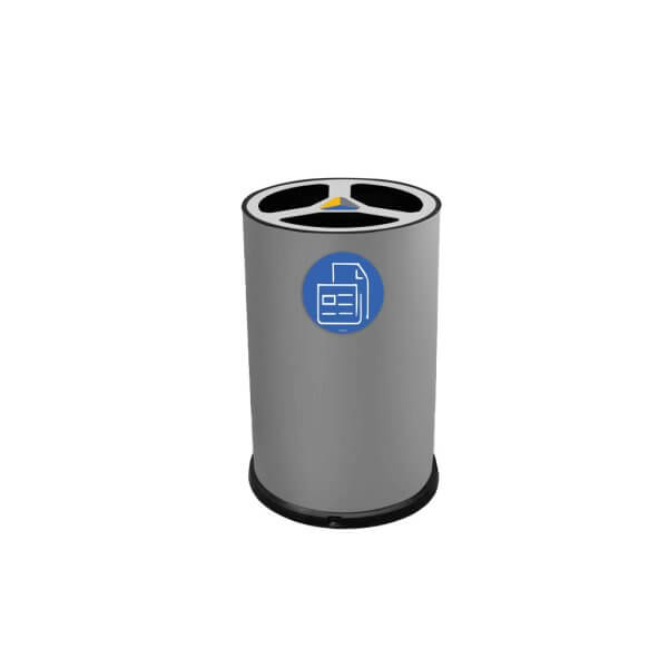 BIDONE TONDO 3 SCOMPARTI LT 35 CAD CON COPERCHIO GRIGIO 45XH72