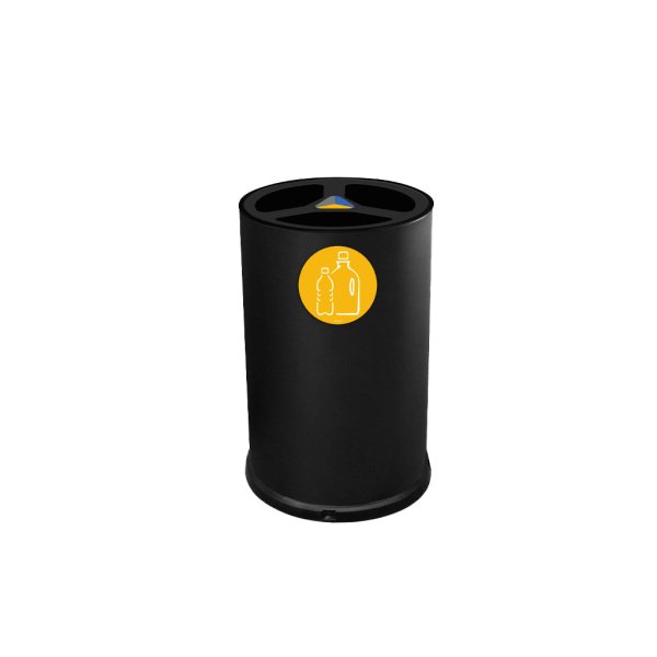 BIDONE TONDO 3 SCOMPARTI LT 35 CAD CON COPERCHIO NERO 45XH72