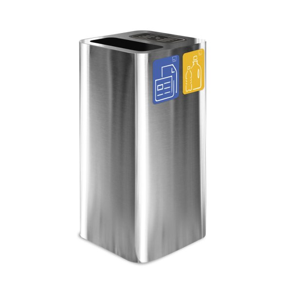 BIDONE 100 LT CON COPERCHIO+POSACENERE INOX SATINATO 38X38H81