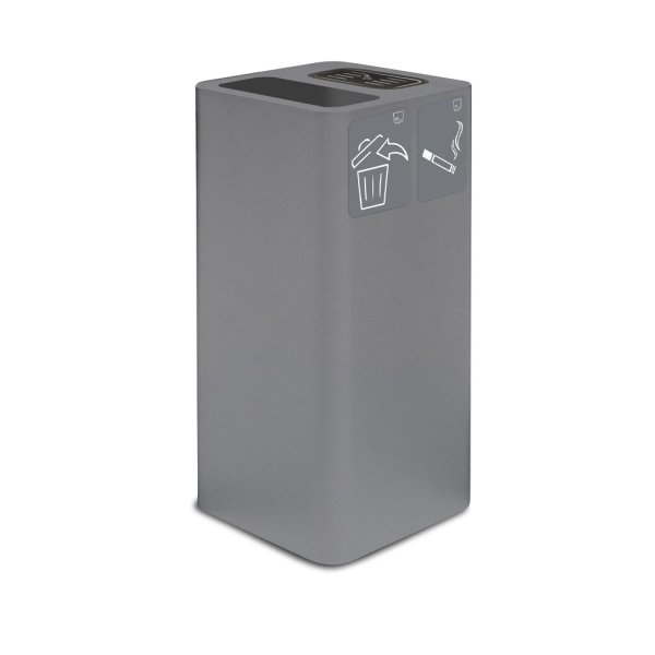 BIDONE 100 LT CON COPERCHIO+POSACENERE GRIGIO 38X38H80