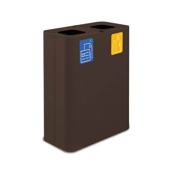 BIDONE 2 SCOMPARTI LT.60 CAD CON COPERCHIO CORTEN CM.60X30XH80