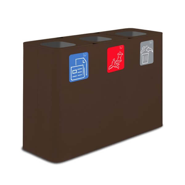 BIDONE 3 SCOMPARTI LT.100 CAD CON COPERCHIO CORTEN 115X38XH80